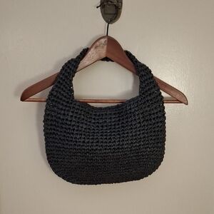 Hat Attack Slouch Elegant Black Woven Handbag_1